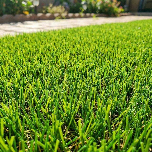 Close-up detail of clean artificial turf fibers